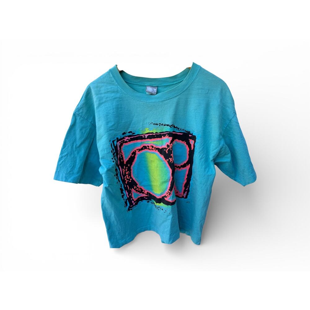 Ocean Pacific Green Tops Vintage OP Neon Graphic T-Shirt USA Made One Size